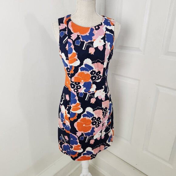Boden Dresses & Skirts - Boden Dress Womens 6 Blue Orange Floral Knee Modest Church Office Career